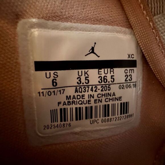 Air Jordan 1 Woman's Gold Zipper High Zip-Up Basketball Streetwear Shoes Size 6 - Picture 7 of 9